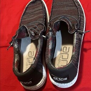 Hey Dude Wally Shoes in Red and Black Men’s size 12 good condition